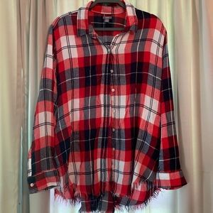 Womens Frayed Aerie Flannel Size XL Plaid Fall
